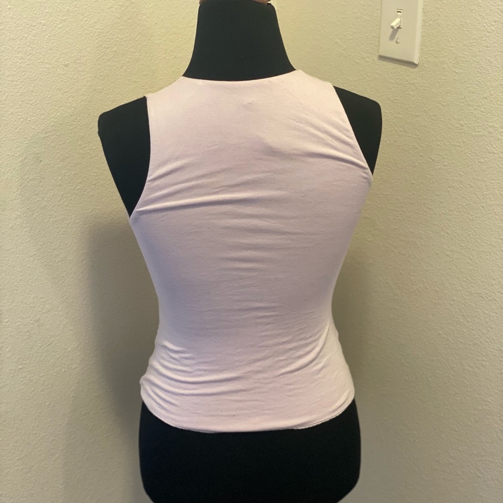 BAILEY 44 Orchid Lilac Lavender Leather Kelly Tank Top Suede XS $198 - Picture 10 of 10